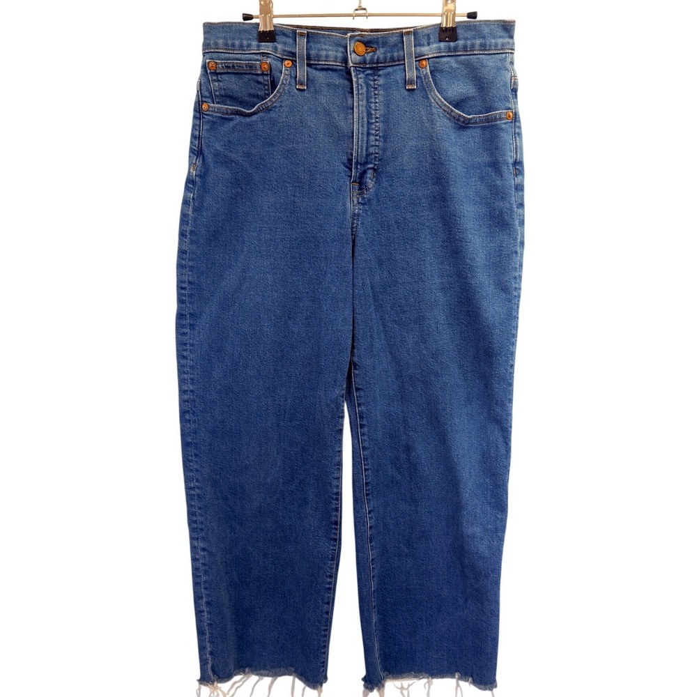 Madewell Perfect Vintage Wide-Leg Jean Women 30P Blue Excellent Raw Hem DM6256